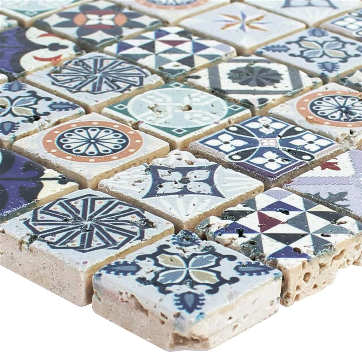 Természetes Kő Mozaik Csempék Iraklion Sokszínű
