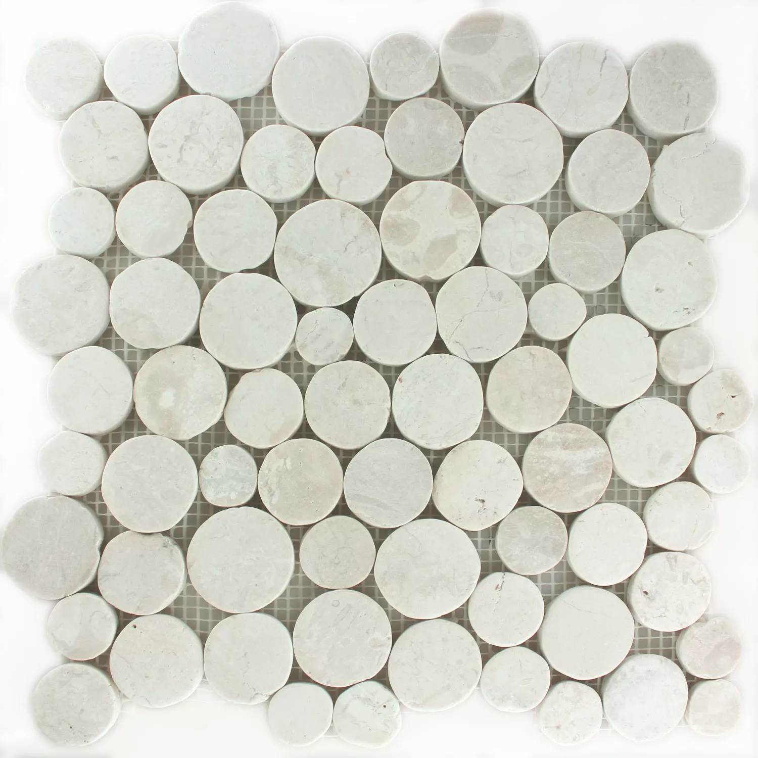Mozaik Csempe Folyami Kavicsok Coin Körül Fehér