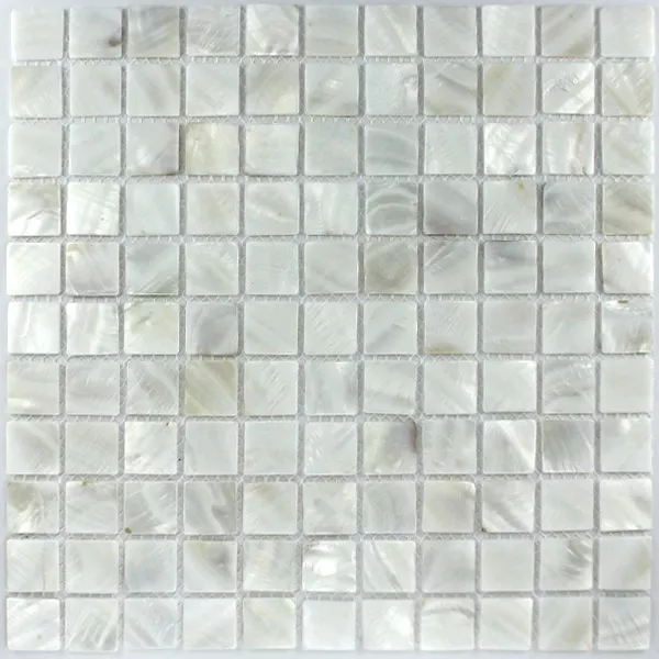 Mozaik Csempe Üveg Gyöngyház Hatású 25x25x2mm Fehér