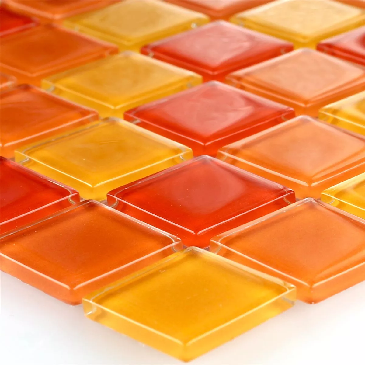 Mozaik Csempe Üveg Piros Narancs Sárga 25x25x4mm