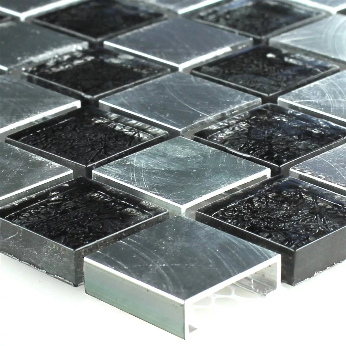 Mozaik Csempe Üveg Fém Sakktábla 25x25x8mm