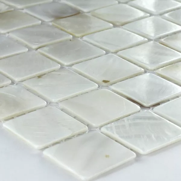 Mozaik Csempe Üveg Gyöngyház Hatású 25x25x2mm Fehér