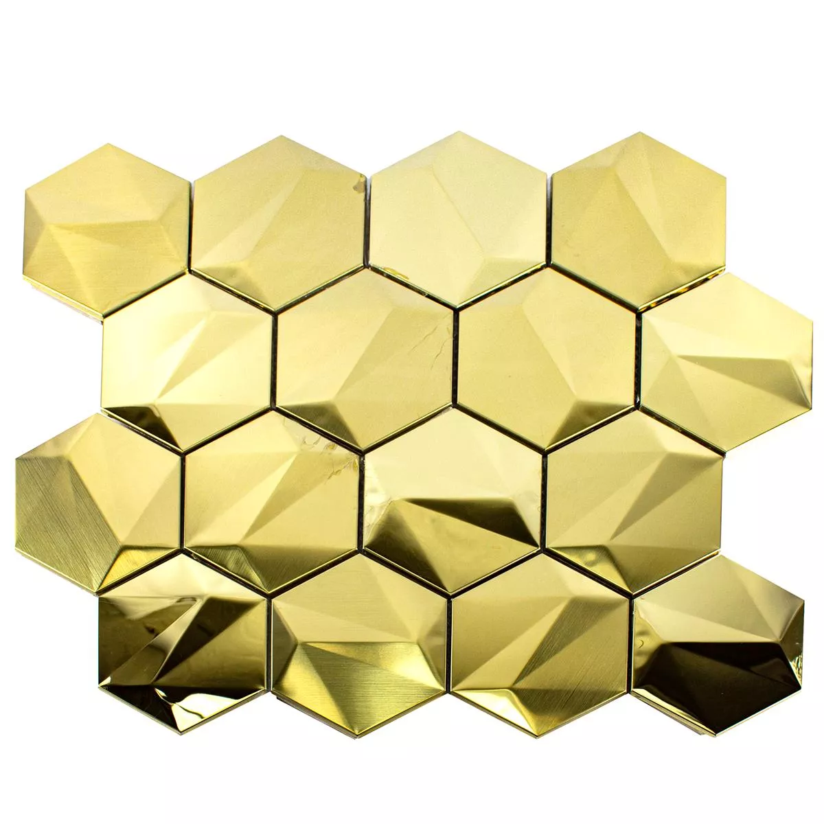 Rozsdamentes Acél Mozaik Csempe Durango Hatszög 3D Arany