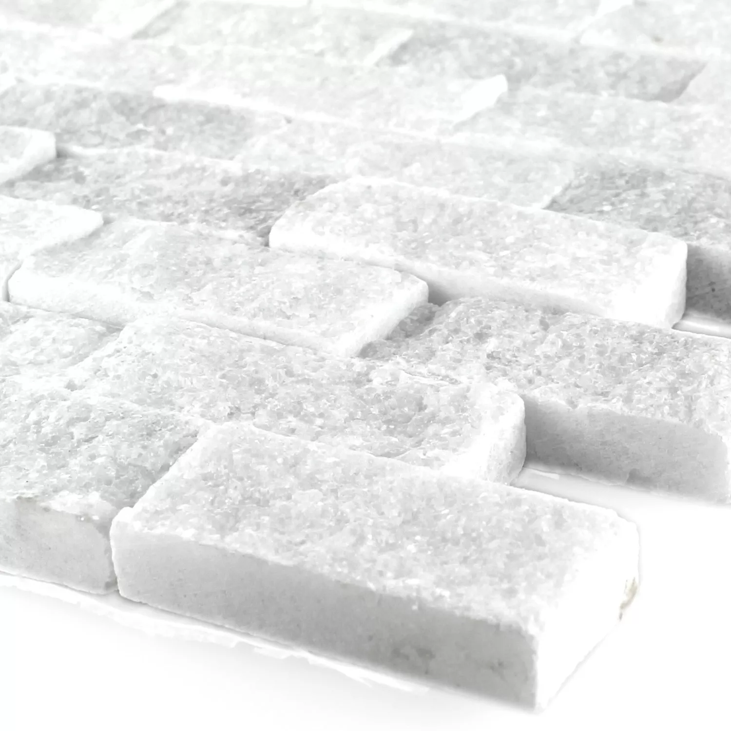 Mozaik Csempe Természetes Kő Üveggolyó Treviso Brick Fehér 3D