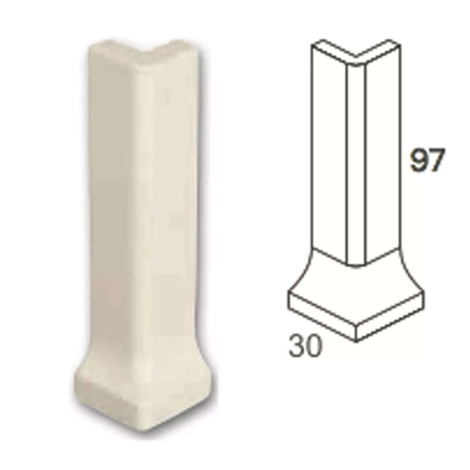 Külső Sarok Jó Gabona Csempe Krém 10x3cm