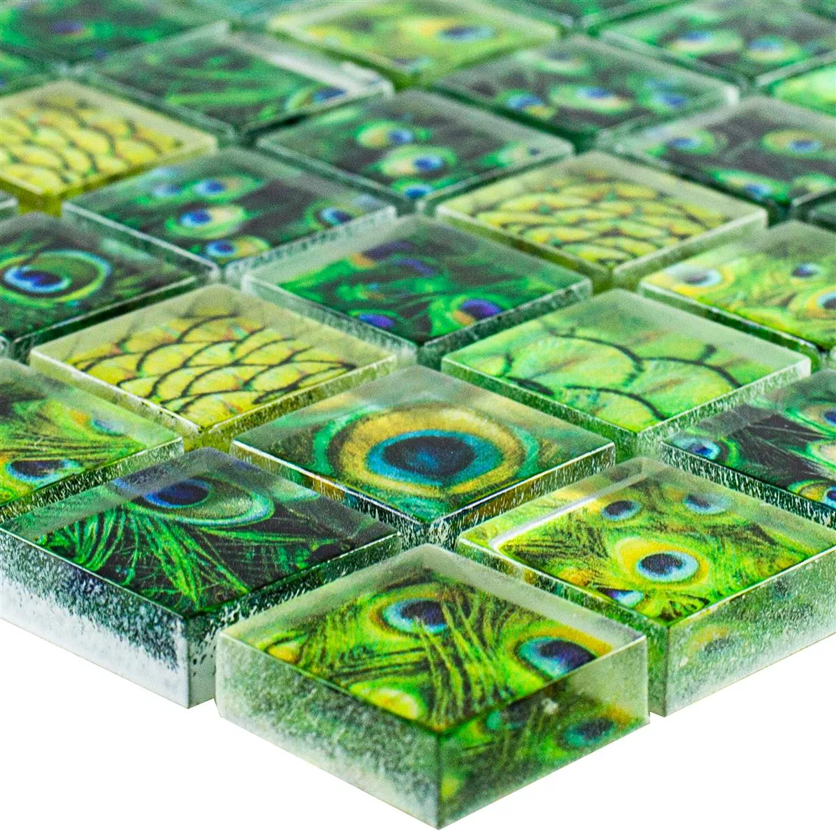 Üvegmozaik Csempék Peafowl Zöld 23
