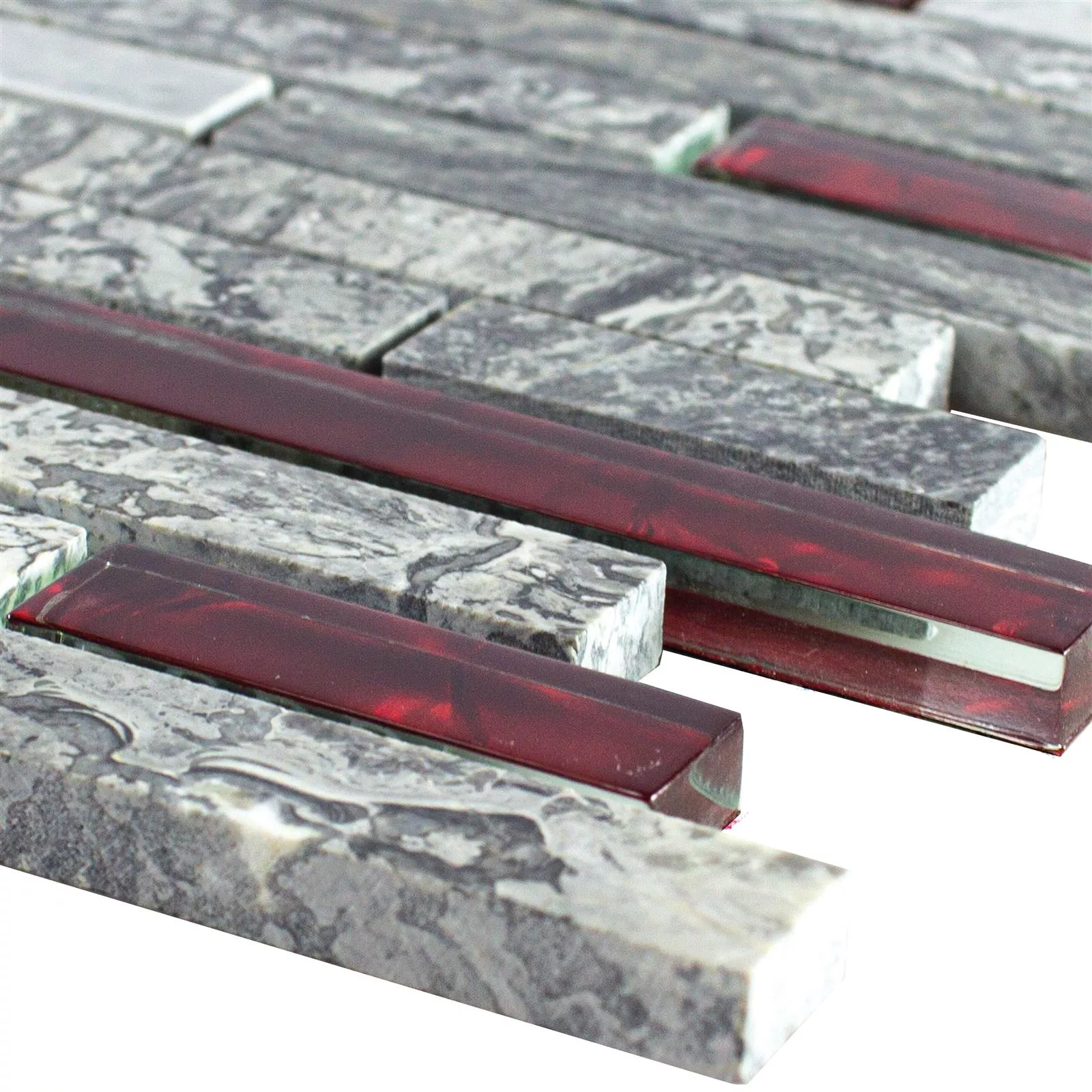 Üvegmozaik Természetes Kőlapok Manavgat Szürke Piros Brick