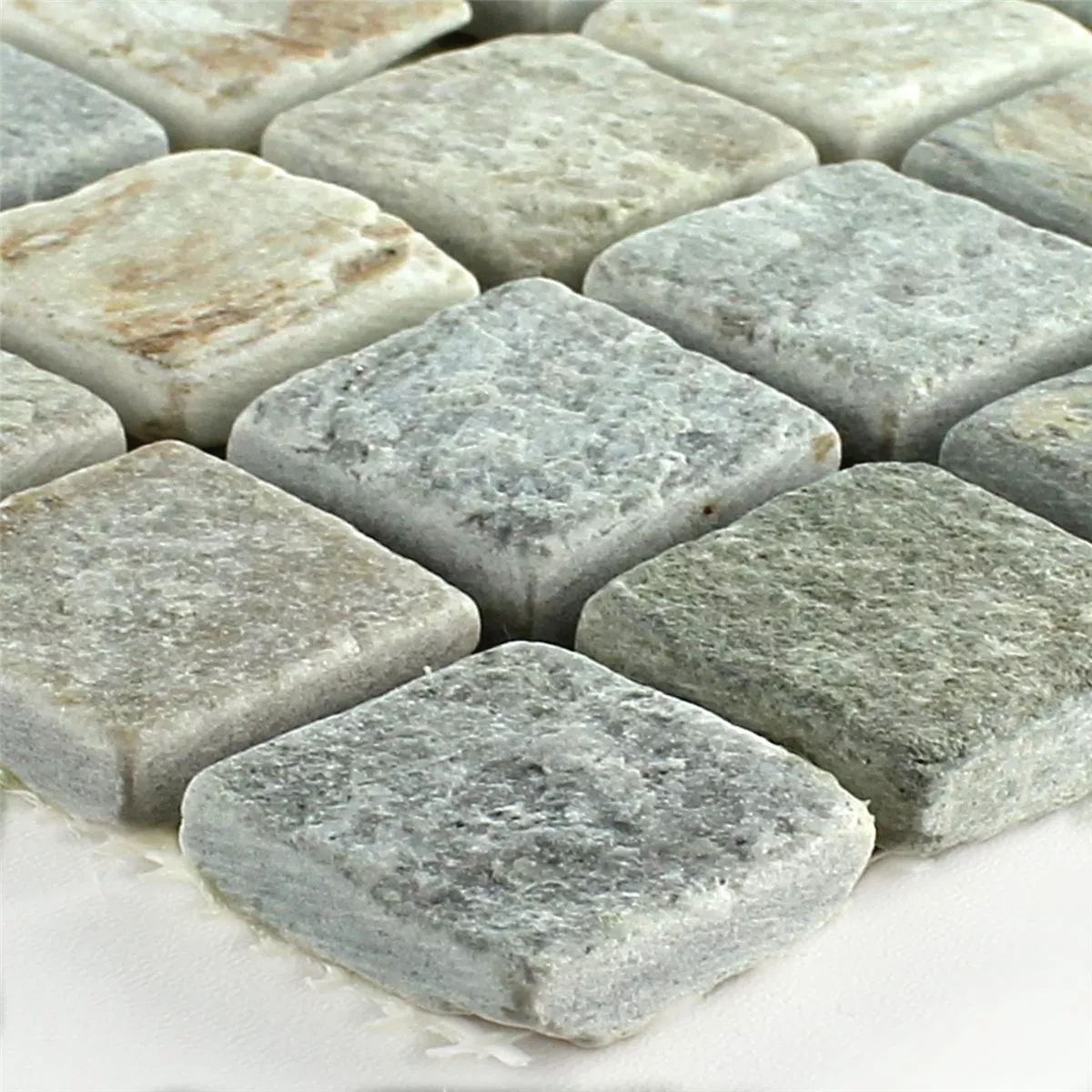 Természetes Kő Kvarcit Mozaik Csempe Bézs Szürke 22x22mm
