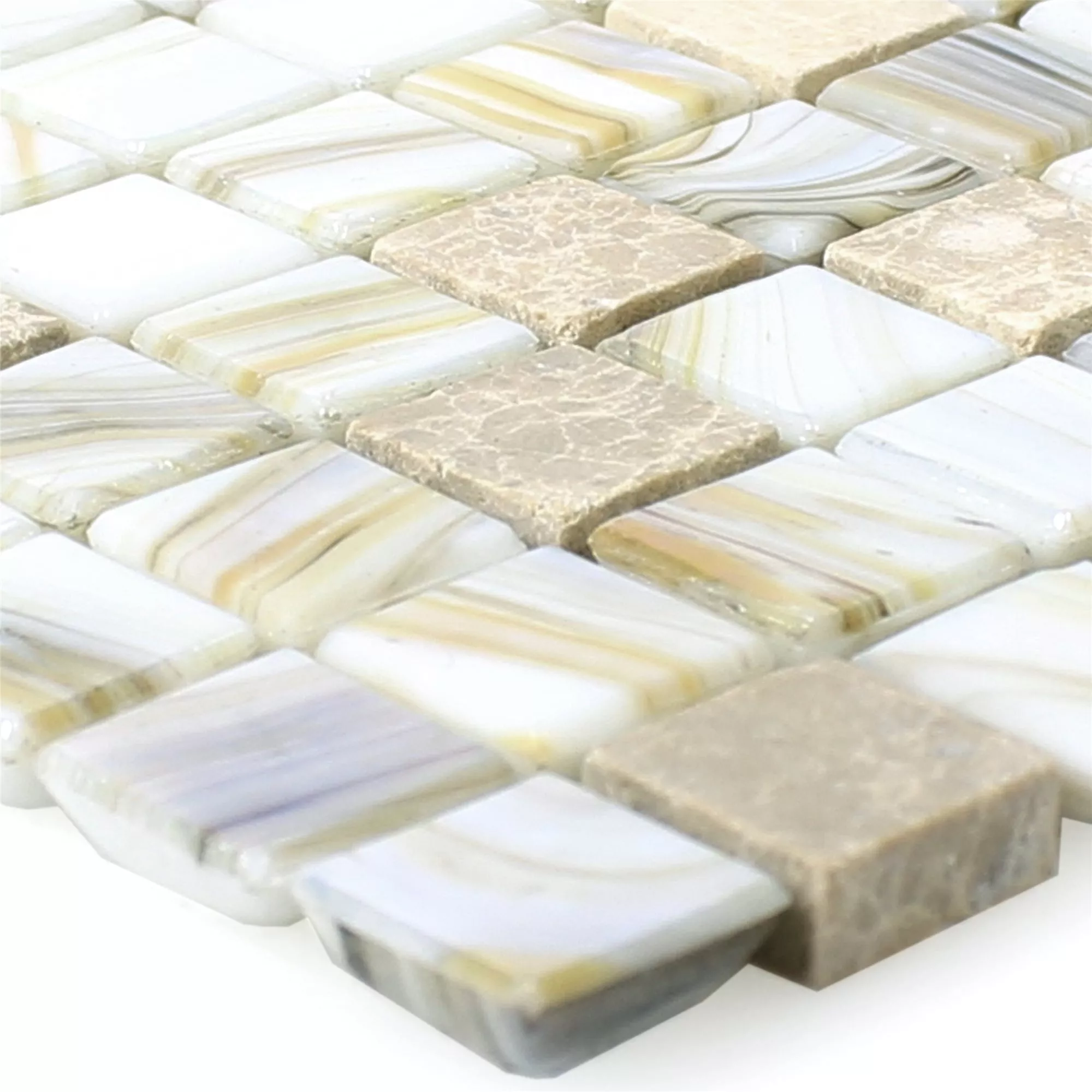 Üveg Gyöngyház Természetes Kő Mozaik Csempe Fokus Bézs