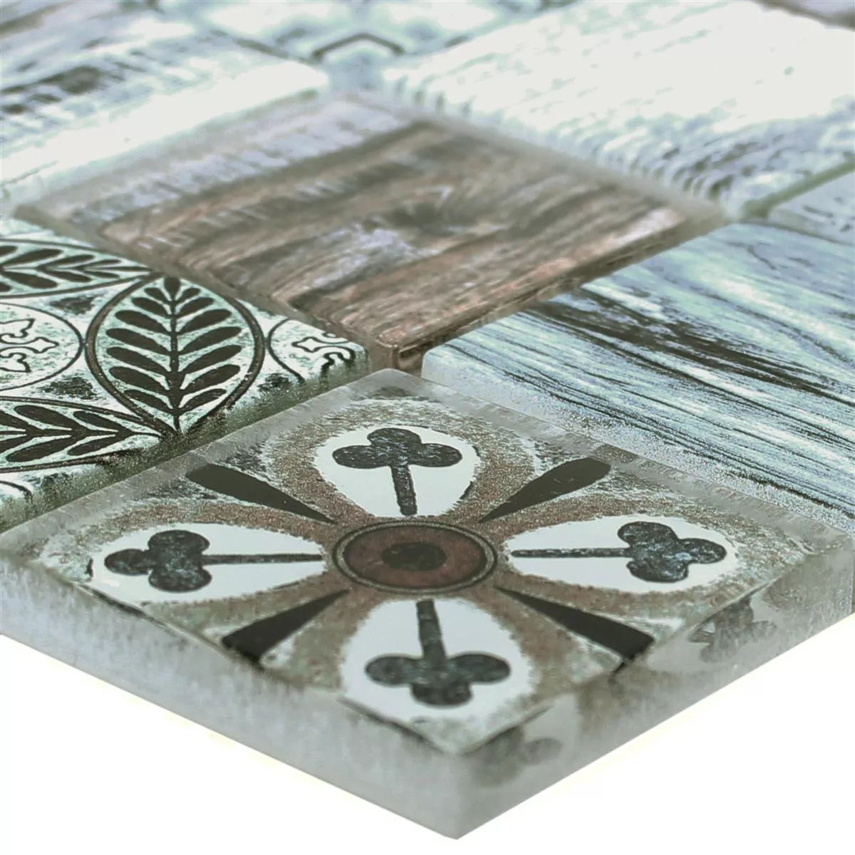 Üvegmozaik Csempék Fa Megjelenés Makarska Kék Üvegmozaik Csempék Fa Megjelenés Makarska Kék