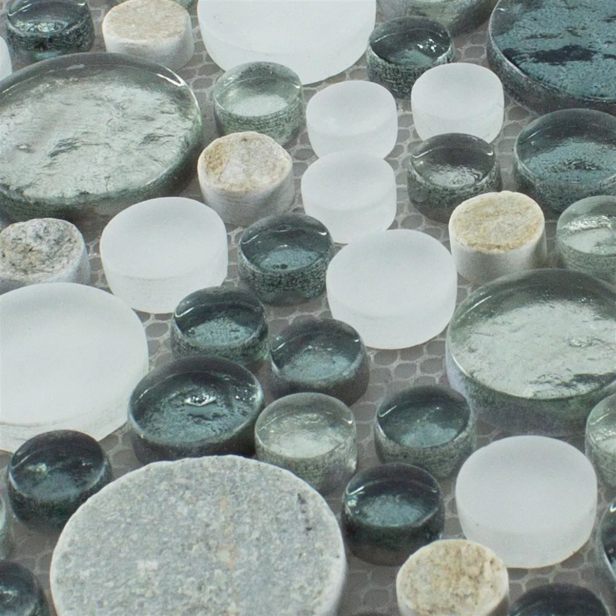 Üveg Természetes Kő Mozaik Csempe Stonewater Szürke Kék Mix