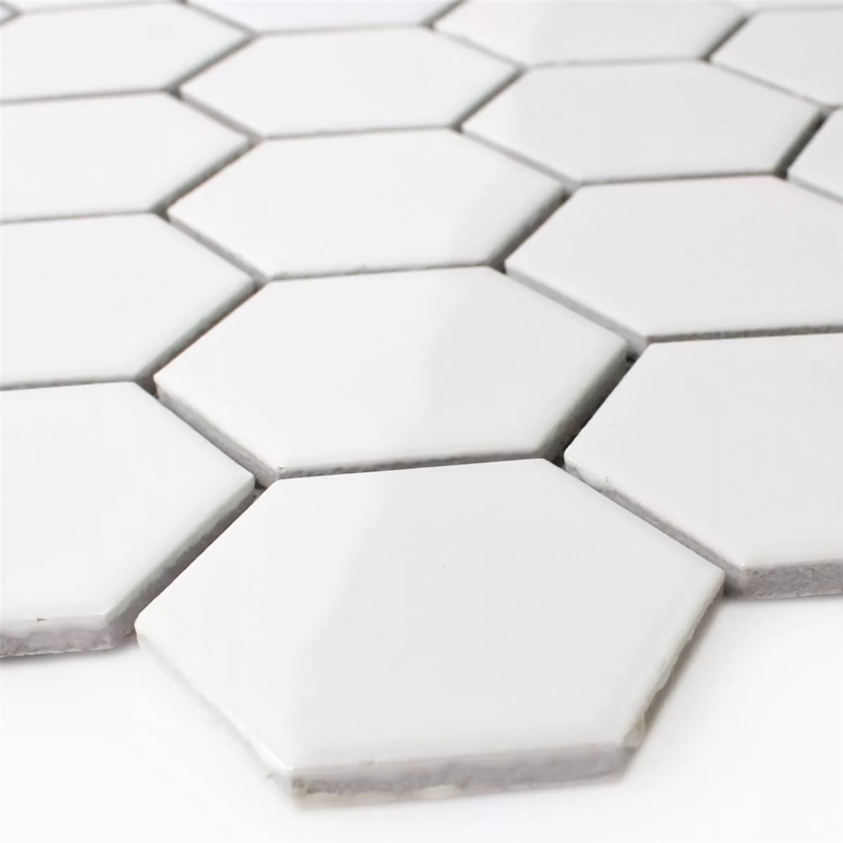 Mozaik Csempe Fazekasság Hatszög Fehér Csillogó H51