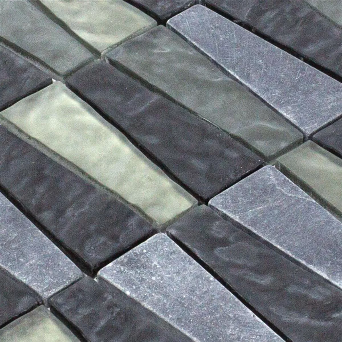 Üveg Természetes Kő Mozaik Csempék Marseille Szürke Fekete Mix 