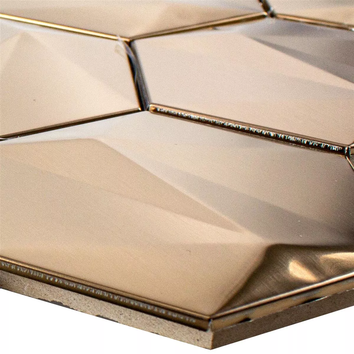 Rozsdamentes Acél Mozaik Csempe Durango Hatszög 3D Réz Rozsdamentes Acél Mozaik Csempe Durango Hatszög 3D Réz