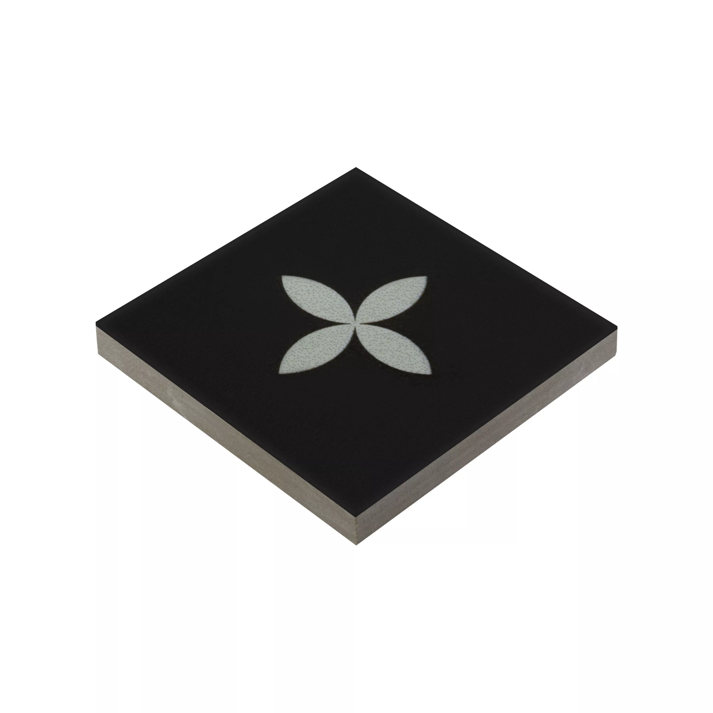 Porcelán Kőedény Csempék Genexia Fekete Fehér Decor 2 Rosone 4,6x4,6cm